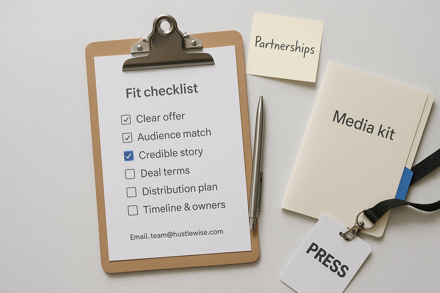 Checklist used to evaluate partnership and PR fit