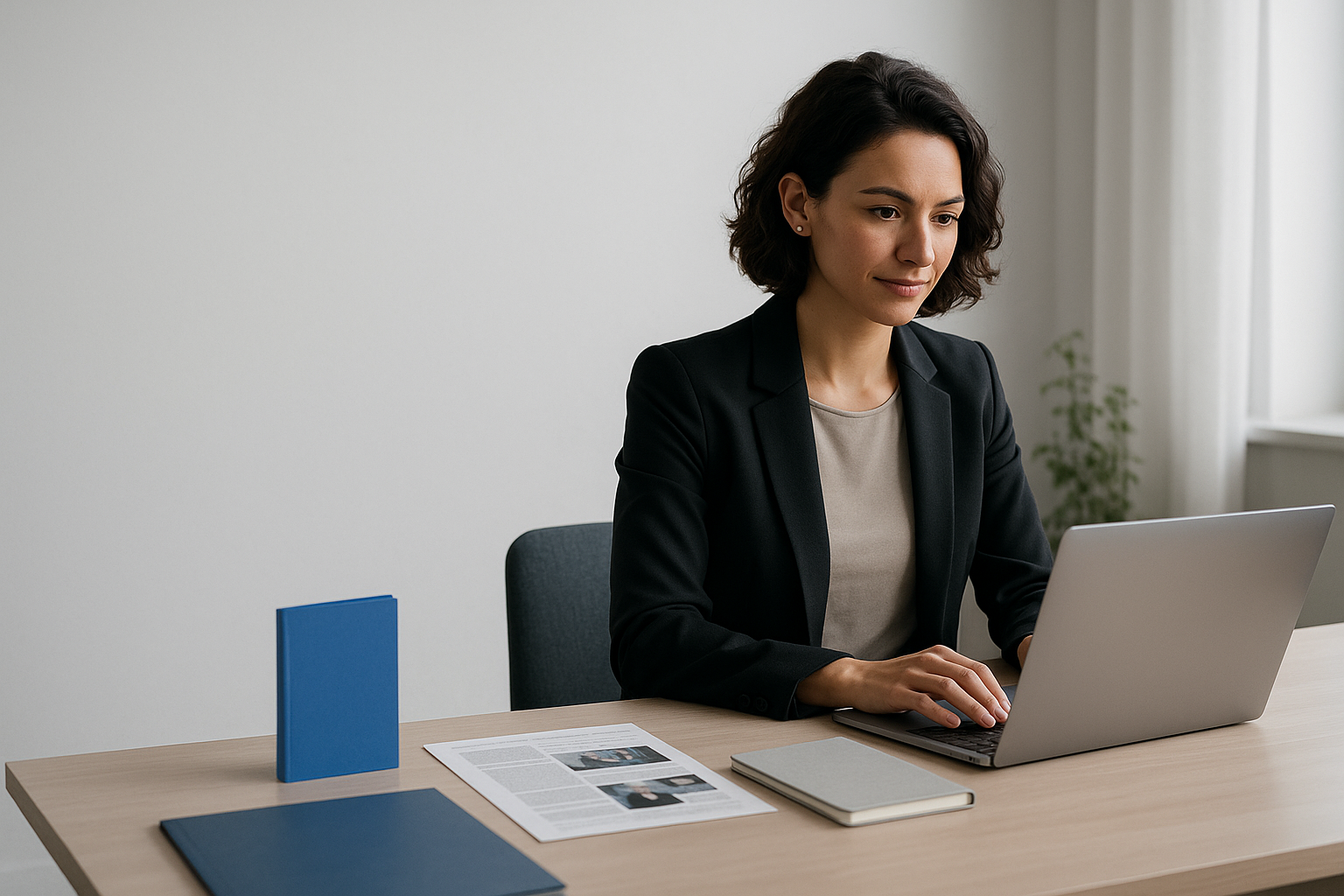 Founder reviewing partnership and PR outreach plan on laptop